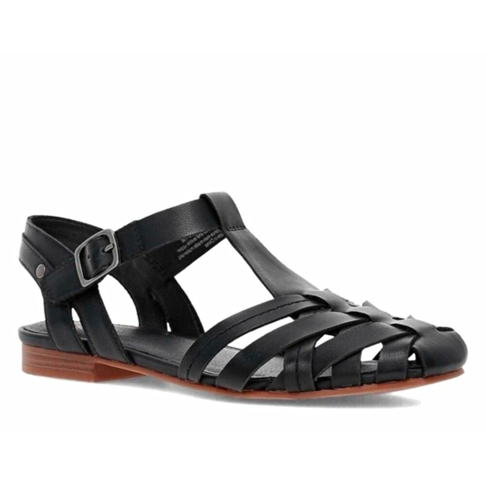 Frye and Co. Women’s Black Leather Strappy Gladiator Flat Sandals Size 7.5 - Picture 1 of 11
